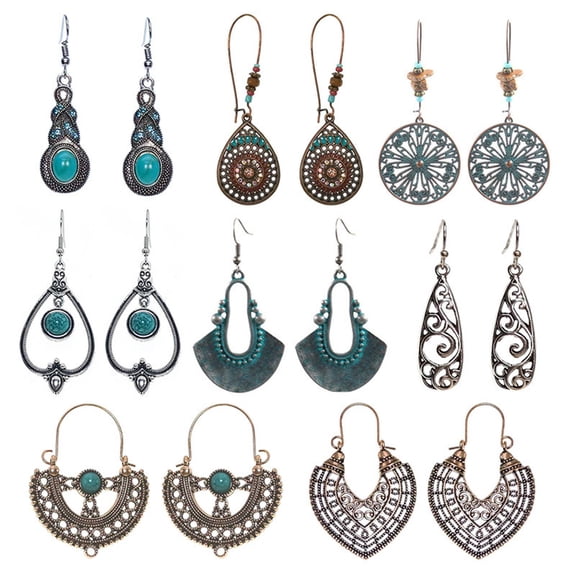 SmartBy 1 Pair Ear Ornament Waterfall Shape Bohemia Style Ultra-Light Long Hanging Vintage Drop Earrings for Women