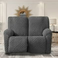 thumbnail image 2 of Lavish Cover Stretch Recliner Loveseat Cover, Non-Slip Slipcovers for Recliner Loveseat, Washable Furniture Protector with Pocket & Elastic Bottom for Kids Pets, 2 Seaters, Dark Gray, 2 of 9
