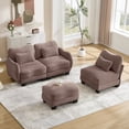 thumbnail image 5 of FFH 101" Convertible Sectional Sofa with Ottoman, L Shaped 3 Seat Cloud Couch with Waist Pillows, Curved Design, Chenille Rose Dust, 5 of 14