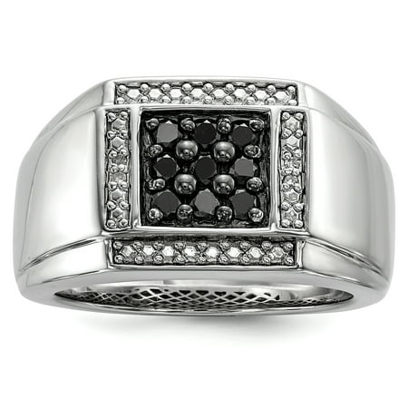 Sterling Silver White Black Diamond Square Men s Ring Size 10 Walmart