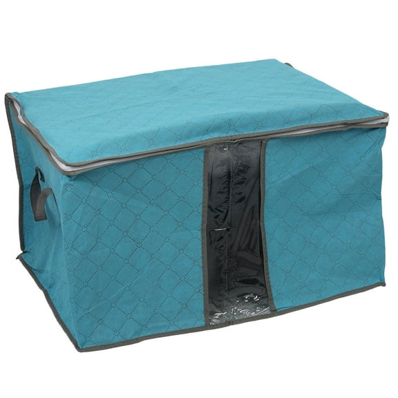 Unique Bargains Fabric Home Zippered Clothes Pillow Quilt Sheet Storage Bag Organizer Blue