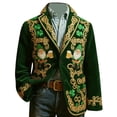 thumbnail image 3 of IWRICH Saint Patrick’s Day Corduroy Jacket for Men Shamrock Blazer Printed Sport Coat Party Suit Jacket 02-Green XL, 3 of 4