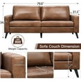thumbnail image 5 of YODOLLA 79" Loveseat Faux Leather Sofa Apartment Couch 3 Seater Living Room Furniture for Small Rooms& Spaces- Saddle Brown, 5 of 9