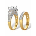 thumbnail image 2 of PalmBeach Jewelry Princess Cut Cubic Zirconia 2 Piece Bridal Ring Set 5.01 TCW 18k Two-Tone Gold-Plated or Platinum-Plated Sterling Silver, 2 of 5