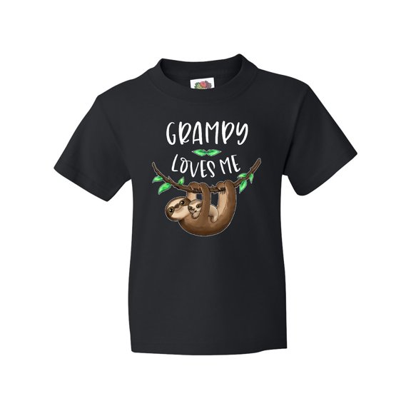 Inktastic Grampy Loves Me Cute Sloth and Baby Youth T-Shirt