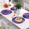 thumbnail image 5 of 15 Inch Round Grid Plate Mats Heat Non-Slip Resistant PVC Placemats for Kitchen Dining Table Decor Purple and Black Tie-dye Texture 1PCS, 5 of 5