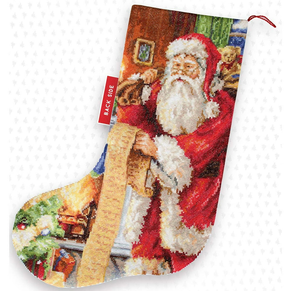 Luca-S Santa List Stocking Kit Counted Cross-Stitch Kit - Walmart.com - Walmart.com