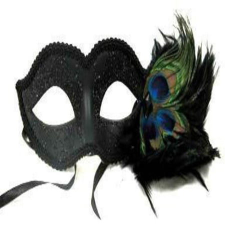 12 PACK Masquerade Venetian Masks Bulk | with Peacock Feathers 1846D