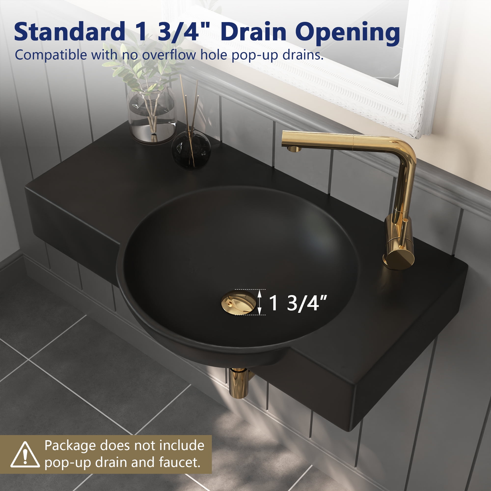 DV-1WS0125RB 30'' x 18'' Rectangular Vitreous China Wall Mount Bathroom Sink with Faucet Hole