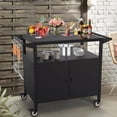 thumbnail image 3 of Yacona Outdoor Grill Cart with Storage Cabinet, Movable Outdoor Kitchen Island with Brake Wheels, Grill Table for Kitchen Prep, 3 of 6