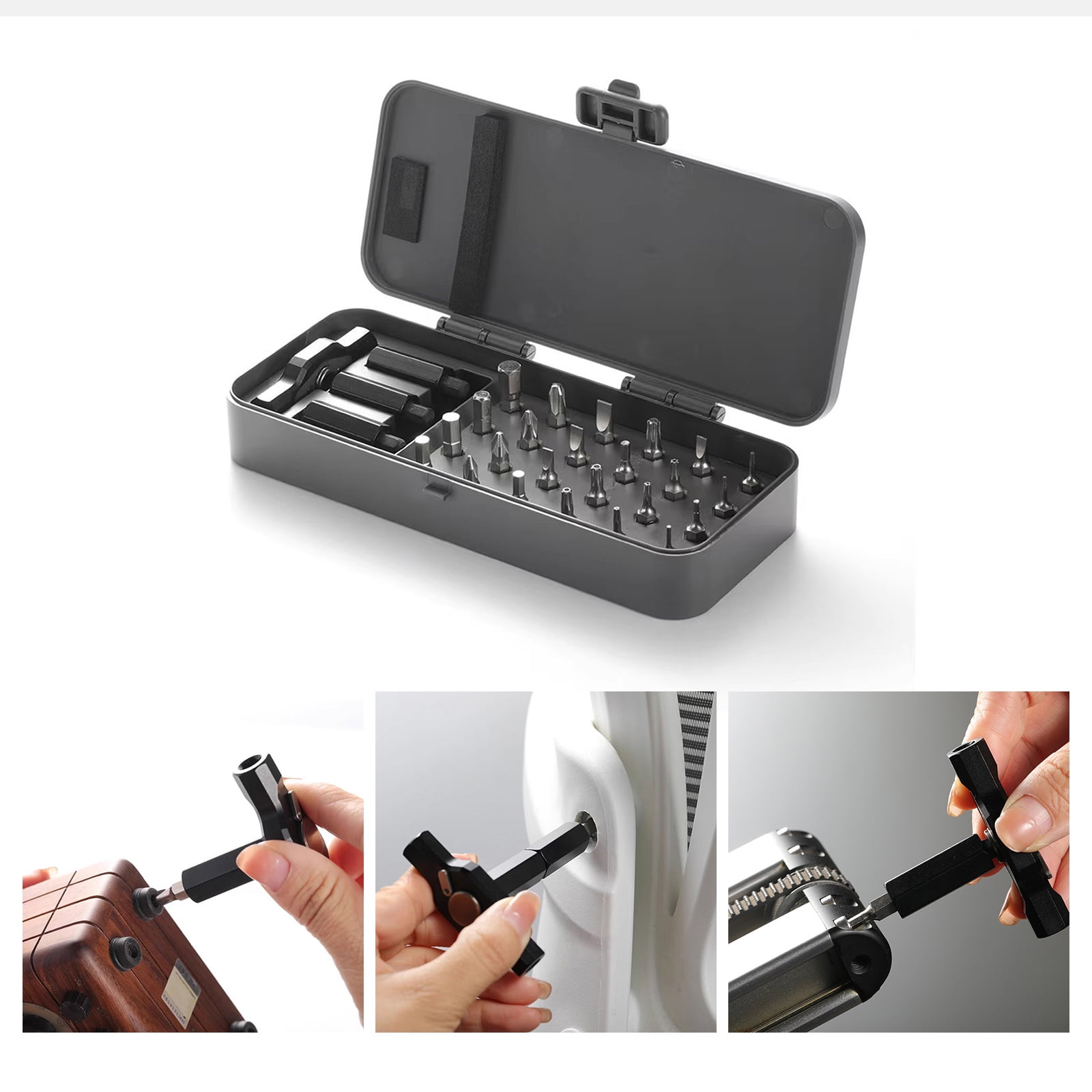 COOLHOOD Space Saving Multipurpose Ratcheting Screwdriver Set 24 Piece Heat Treated Bits Magnetic Holders for Projects Repair