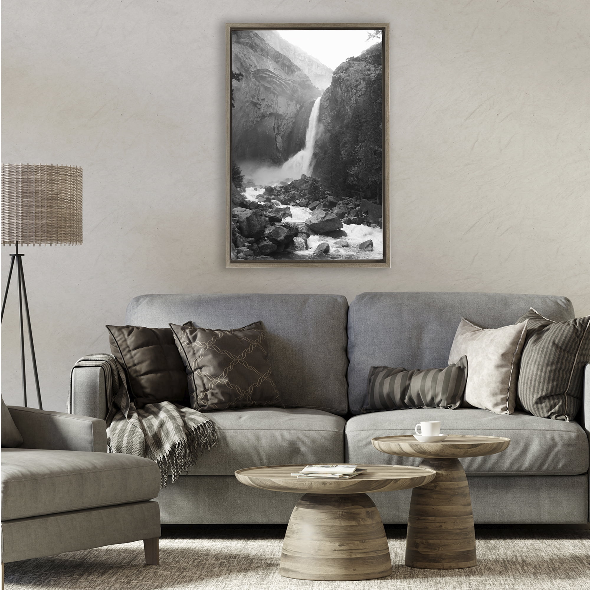Stupell Industries Rocky Yosemite Falls Brown Framed Floater Canvas Wall Art, design by Kim Curinga