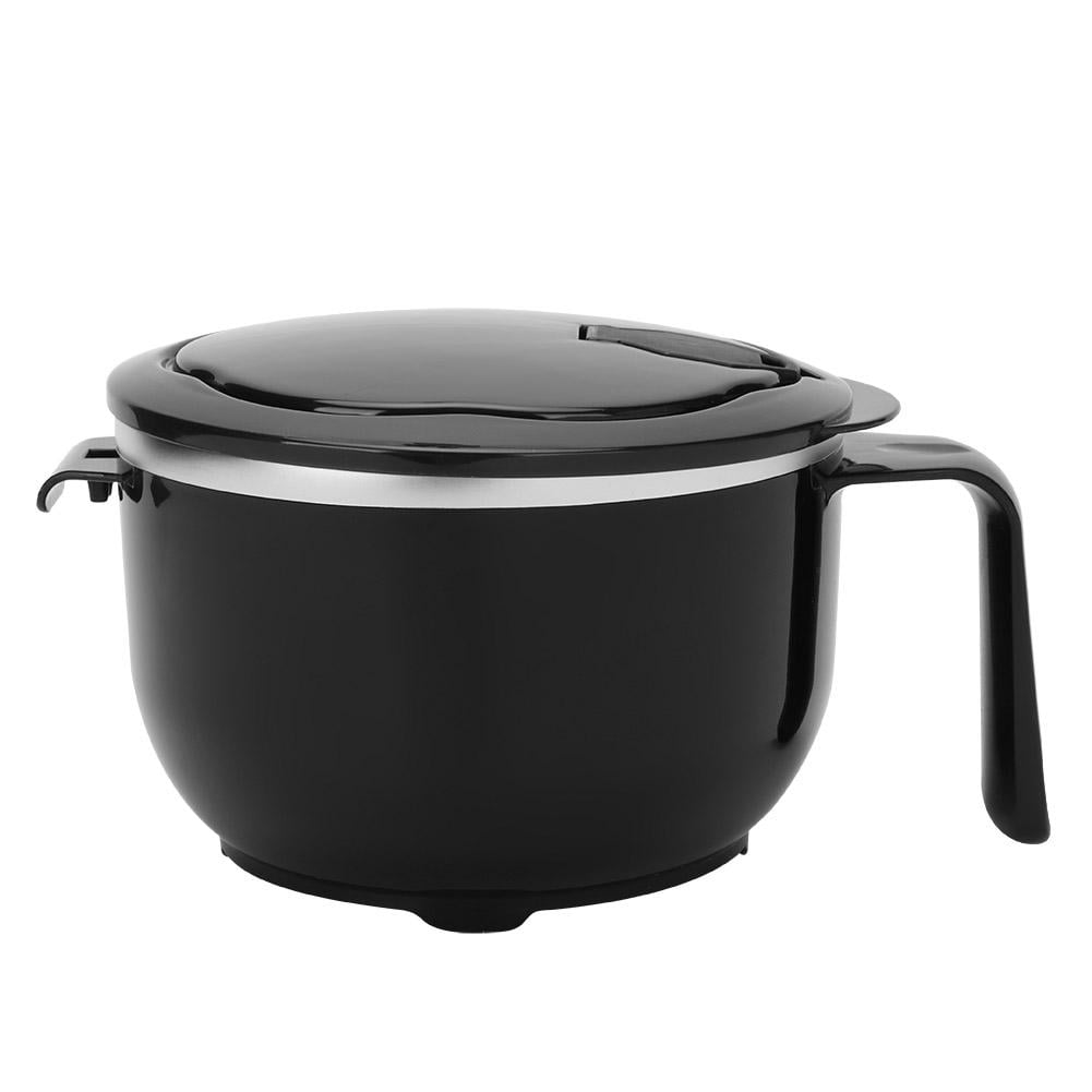 Tebru Soup Bowl, 1200ml Black Stainless Steel Noodles Soup Bowl with