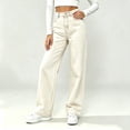 thumbnail image 2 of JUSLIO Jeans for Women High Waisted Solid Wide Leg Jeans, Plus Size Loose Casual Full Length Denim Trousers Khaki XXXXL, 2 of 5