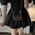 thumbnail image 4 of Dress for Women Puff sleeves One-shoulder Flowy Puffy Mini Skirt Fitted Solid color Pleated Waist Sundress(Black,M), 4 of 7