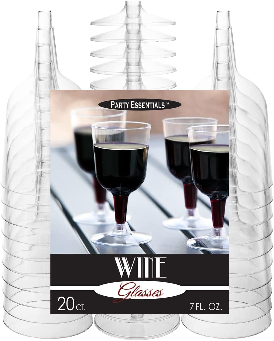 Visions 5 oz. Heavy Weight Clear 2-Piece Plastic Wine Goblet - 20/Pack