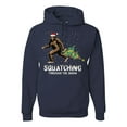 thumbnail image 2 of Wild Bobby, Squatching Through the Snow Bigfoot, Christmas, Unisex Graphic Hoodie Sweatshirt, Navy, Large, 2 of 4