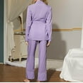 thumbnail image 4 of Miqool Women's Pajamas Sets Long Sleeve Sleepwear 2 Piece PJs Lounge Sets Belted Top and Pants Loungewear Soft Nightwear, 4 of 4
