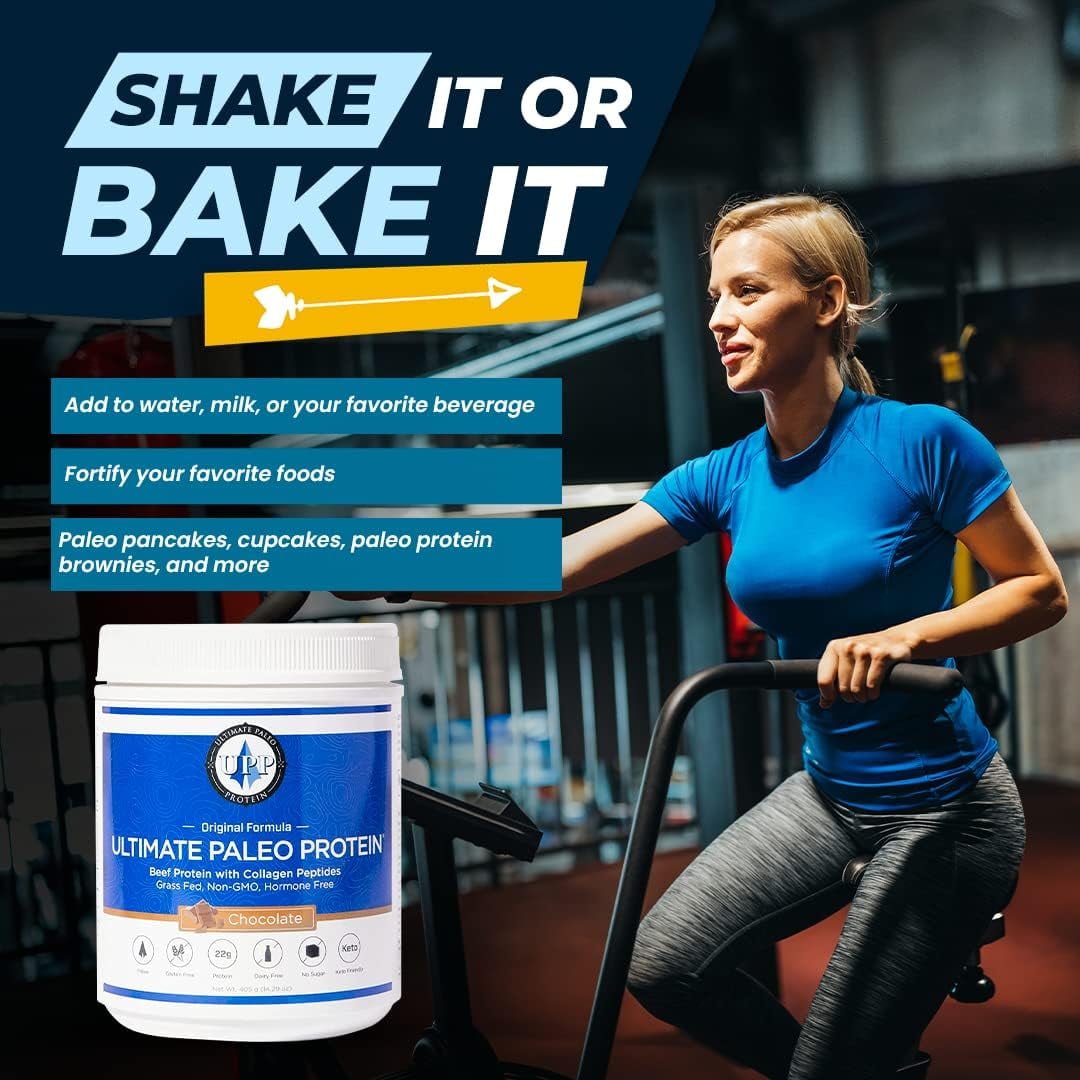 Ultimate Paleo Protein Powder | Premium Grass Fed Beef Protein with Collagen Peptides | Paleo Friendly, Gluten Free, Keto Friendly, No Artificial Sweeteners or Preservatives - Chocolate, 15 Servings