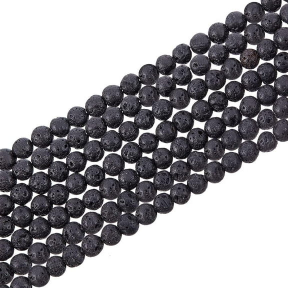 940pcs (10 Strands) 4mm Natural Black Lava Stone Beads for Jewelry Making Oil Diffuser & Beads DIY