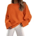thumbnail image 1 of Suéter PRETTYGARDEN Oversize de Cuello Redondo Peludo Naranja Talla L, 1 of 8