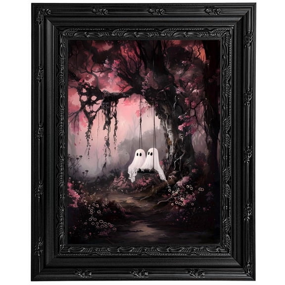 Cute Ghost Halloween Wall Art Print, Vintage Decor