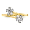 thumbnail image 5 of Primal Gold 10 Karat Yellow Gold with Rhodium-plated Double Flower Cubic Zirconia Ring, 5 of 7
