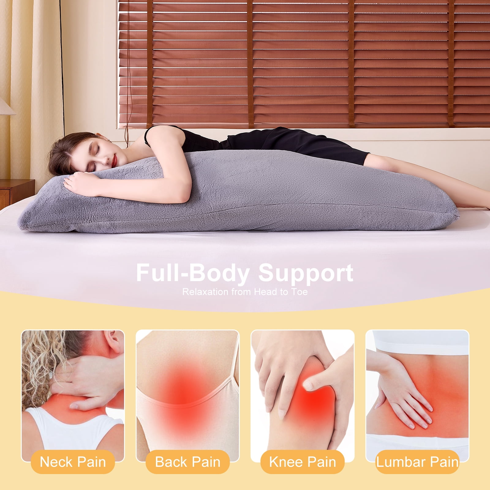 Body Pillow, Full Body Pillows for Adults, Long Pillow for Sleeping with Removable Cover and Adjustable Filling for Side Sleeper & Pregnancy,  Firm & Fluffy 20x54 inches (Gray)