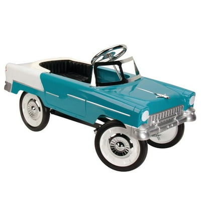 1955 Chevy Steel Metal Pedal Car BlueWhite Authentic Mini Version for Kids or Collectors
