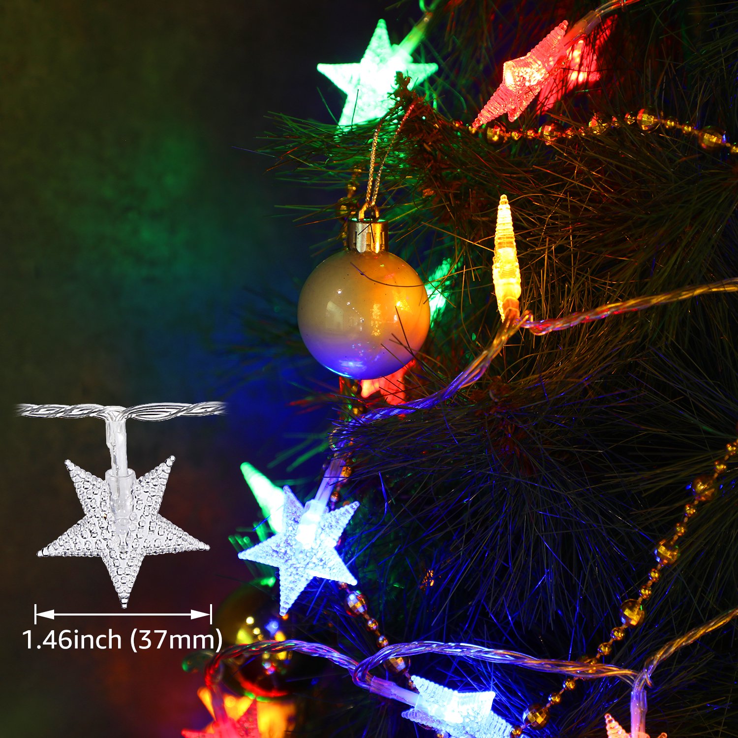 TORCHSTAR 33ft 100 LEDs Star String Light Kit, Multi-Color