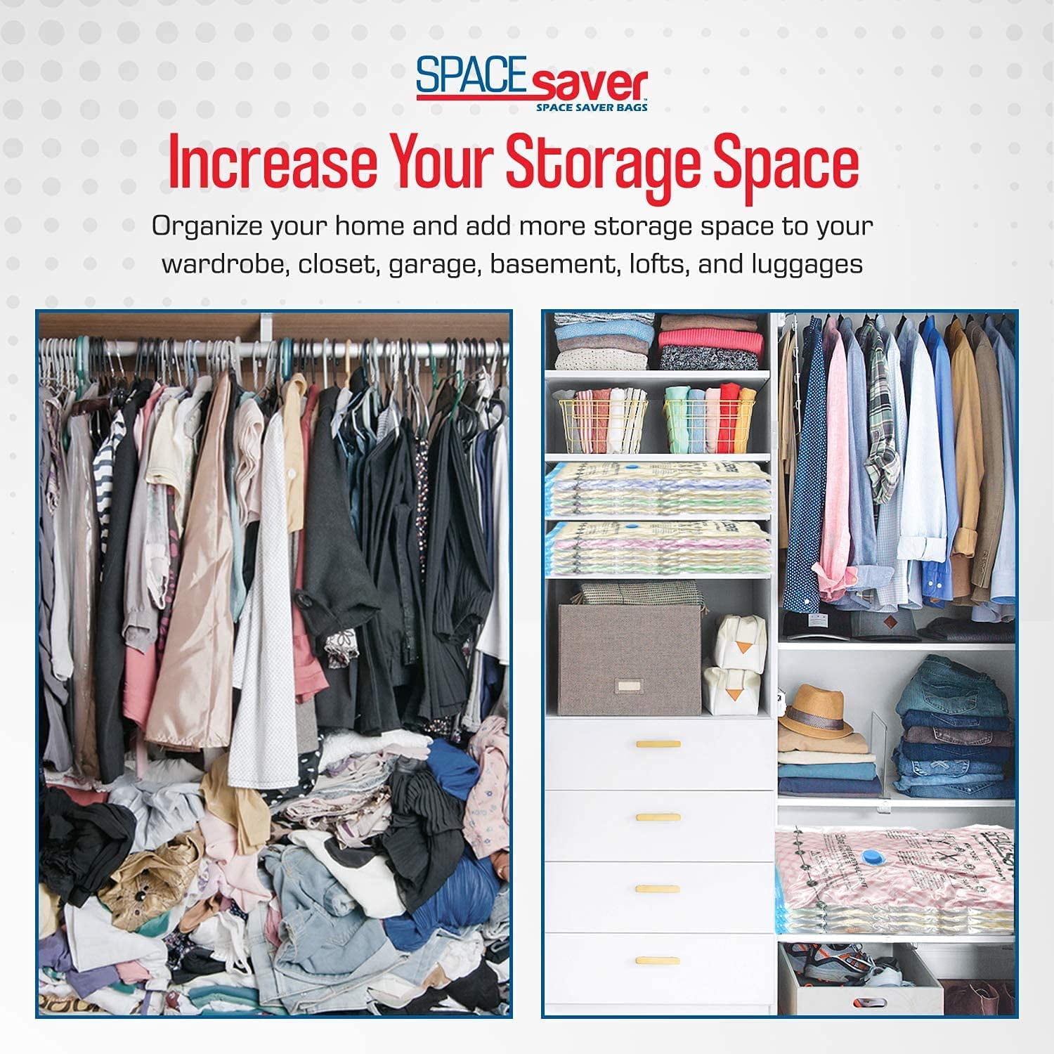 Spacesaver Premium Vacuum Storage Bags. 80% More Storage! Hand-Pump for Travel! Double-Zip Seal and Triple Seal Valve! (Jumbo 10 pack)