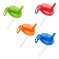 thumbnail image 1 of 4-Pack 4 Color Soda Can Lids with Straw,Silicone Straws Soda Can Covers,Straw Soda Can Lid,, Reusable for Can, 1 of 5