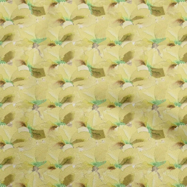 oneOone Rayon Yellow Fabric Abstract Floral Craft Projects Decor Fabric Printed By The Yard 56 Inch Wide-2ra