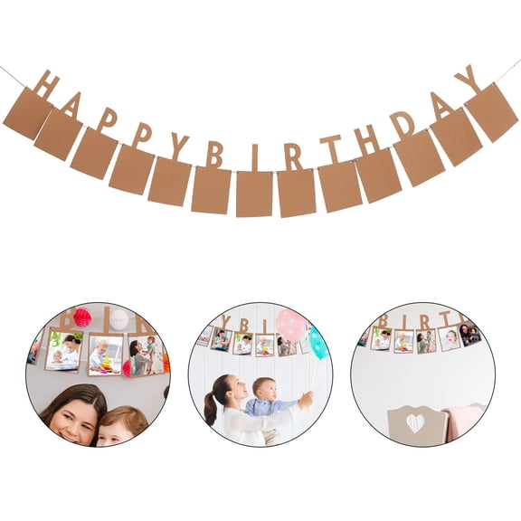 WHAMVOX  Birthday Party Decoration Banner Kraft Paper Child