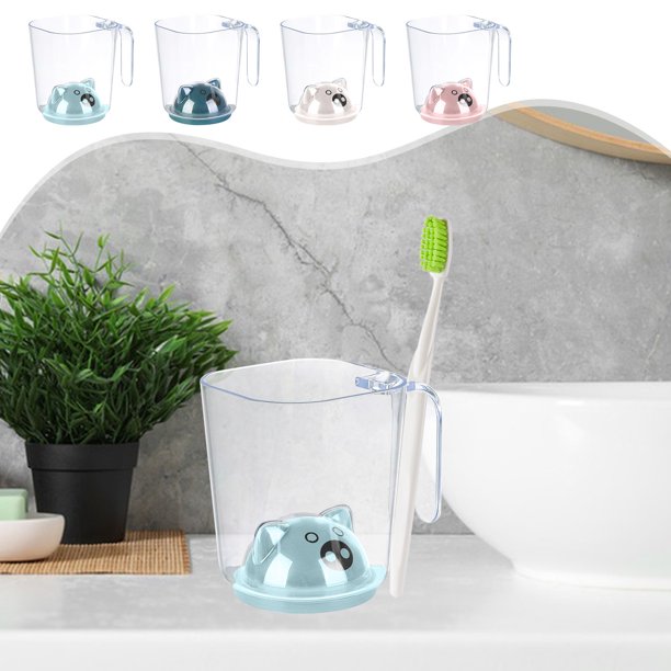 Mejor vaso para enjuague bucal de viaje para parejas - Taza portátil de plástico para enjuague con mango antideslizante para uso doméstico y exterior