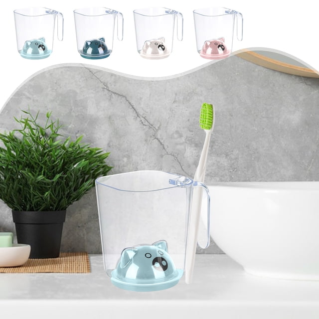Mejor vaso para enjuague bucal de viaje para parejas - Taza portátil de plástico para enjuague con mango antideslizante para uso doméstico y exterior