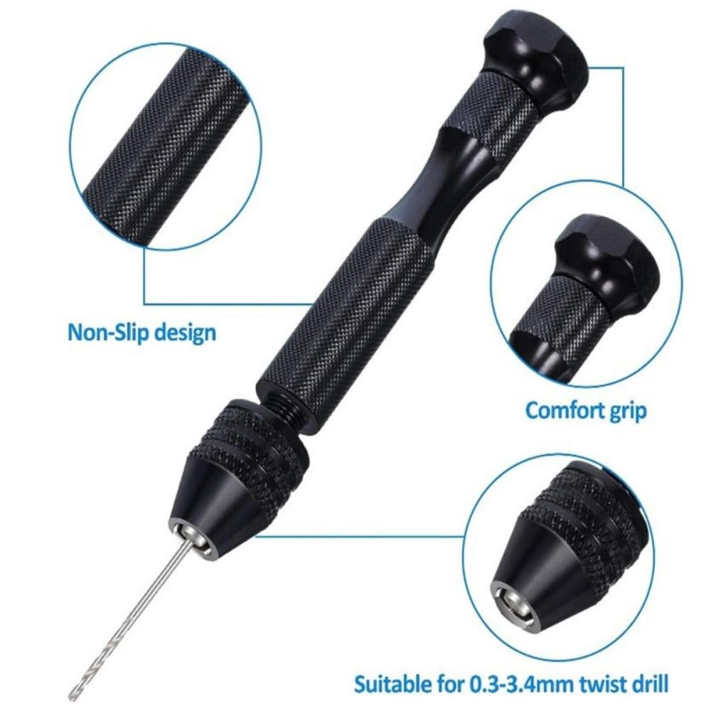 37-Piece Hand Drill Tool Set With Pin Vise Hand Drill Mini Twist Drill Bits Bench Vice For DIY Jewelry Making Craft Carving (0.3-1.2 MM)