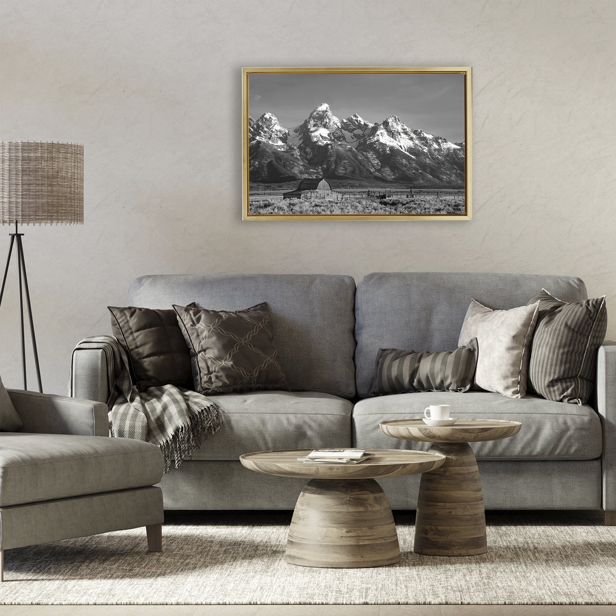 Stupell Industries John Moulton Barn Landscape Gold Framed Floater Canvas Wall Art, design by Steve Toole