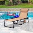 thumbnail image 3 of Heavy-Duty Folding Chaise Lounge Chair Bed with Pillow, 400lb Capacity, Portable Adjustable Recliner for Patio Pool Camping Sunbathing, Lay Flat Design, Beige, 3 of 10