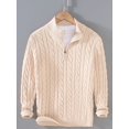 thumbnail image 6 of Men Half Zip Mock Neck Cable Knit Cotton Pullover Sweater Color XL, 6 of 7