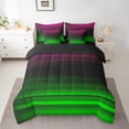 thumbnail image 2 of jejeloiu Modern Geometric Stripe 7pcs Bedding Comforter Set,Abstract Art Queen Bedding Sets,Pink Black Green Queen Sheet Sets For Girls Boys,Super Cozy Room Decor Reversible, 2 of 8