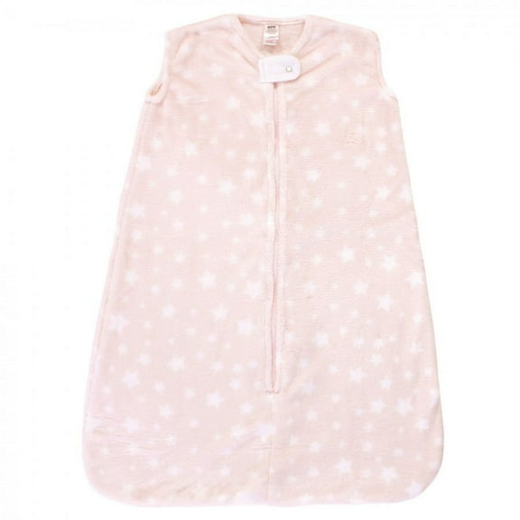 Hudson Baby Infant Girl Plush Sleeping Bag, Sack, Blanket, Pink Star, 0-6 Months