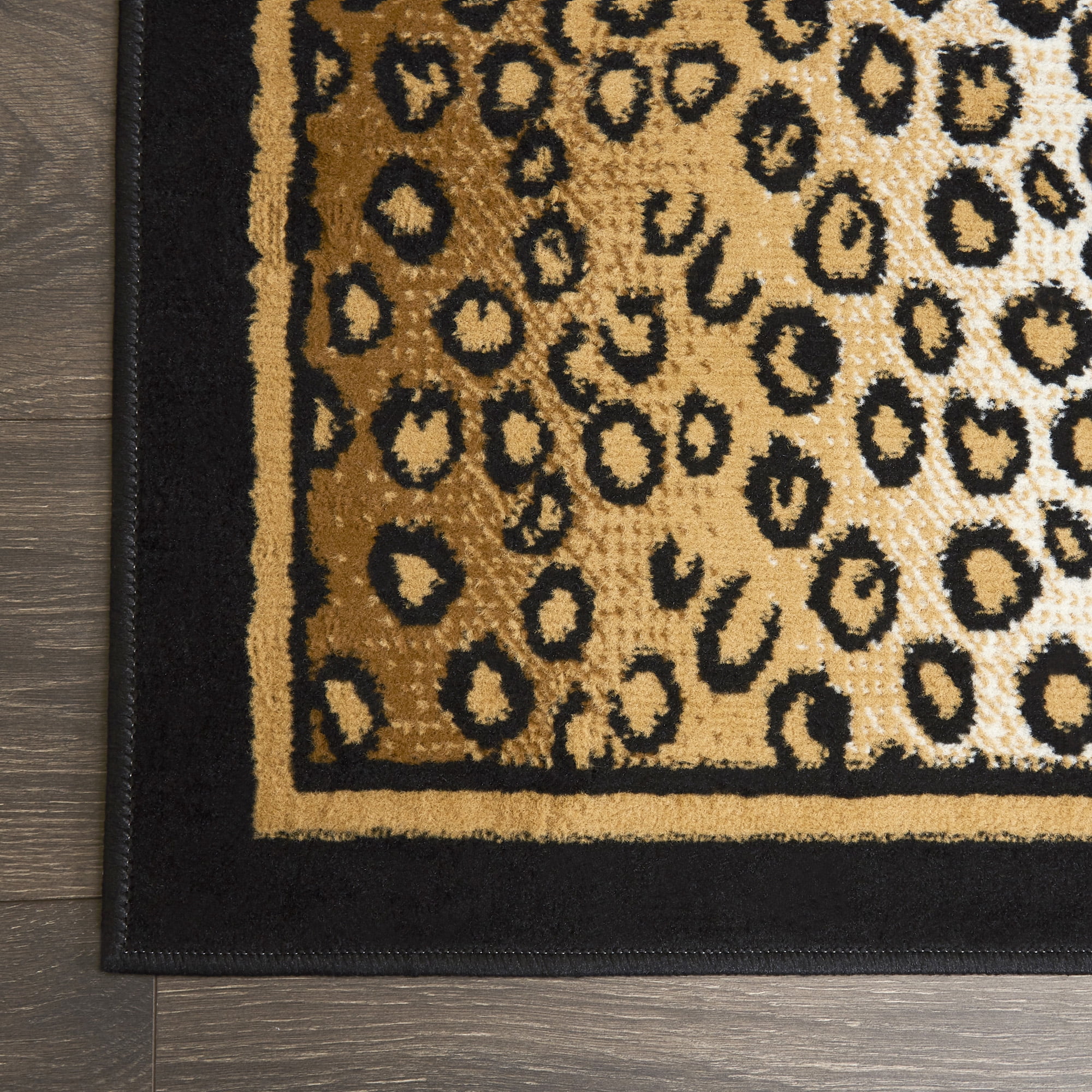 Woven Trends Zone 1'9"X7'2" Runner Rugs with Animal Print Bordered, African Long Hallway Rug with Jute Backing, Soft-Durable | Fade-Resistant Carpet Rug for Entryway - Leopard Print
