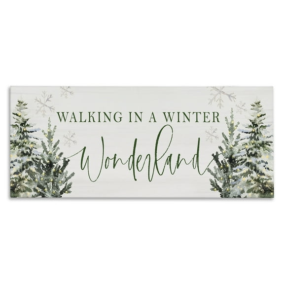 Stupell Industries Winter Wonderland Trees Typography Painting Gallery Wrapped Canvas Art Print Wall Art, 24 x 10