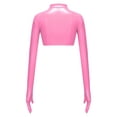 thumbnail image 2 of YiZYiF Women's PU Leather Long Sleeve Crop Top Front Zipper Short Blouse Bolero Shrug Clubwear Hot Pink M, 2 of 6