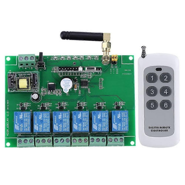 Module relais RF 6 canaux 110-240 V, 1 pièce, avec télécommande et interrupteur