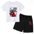 thumbnail image 4 of Conjunto de camiseta y pantalones cortos de manga corta para niño y niña, traje informal de moda para niño, 2 piezas, con estampado de baño Skibidi, 4 of 5