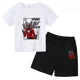 thumbnail image 4 of Conjunto de camiseta y pantalones cortos de manga corta para niño y niña, traje informal de moda para niño, 2 piezas, con estampado de baño Skibidi, 4 of 5