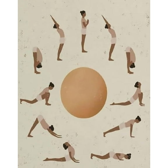 Sun Salutation Yoga Poses Modern Vintage Wall Art poster for Office & Multiple Rooms