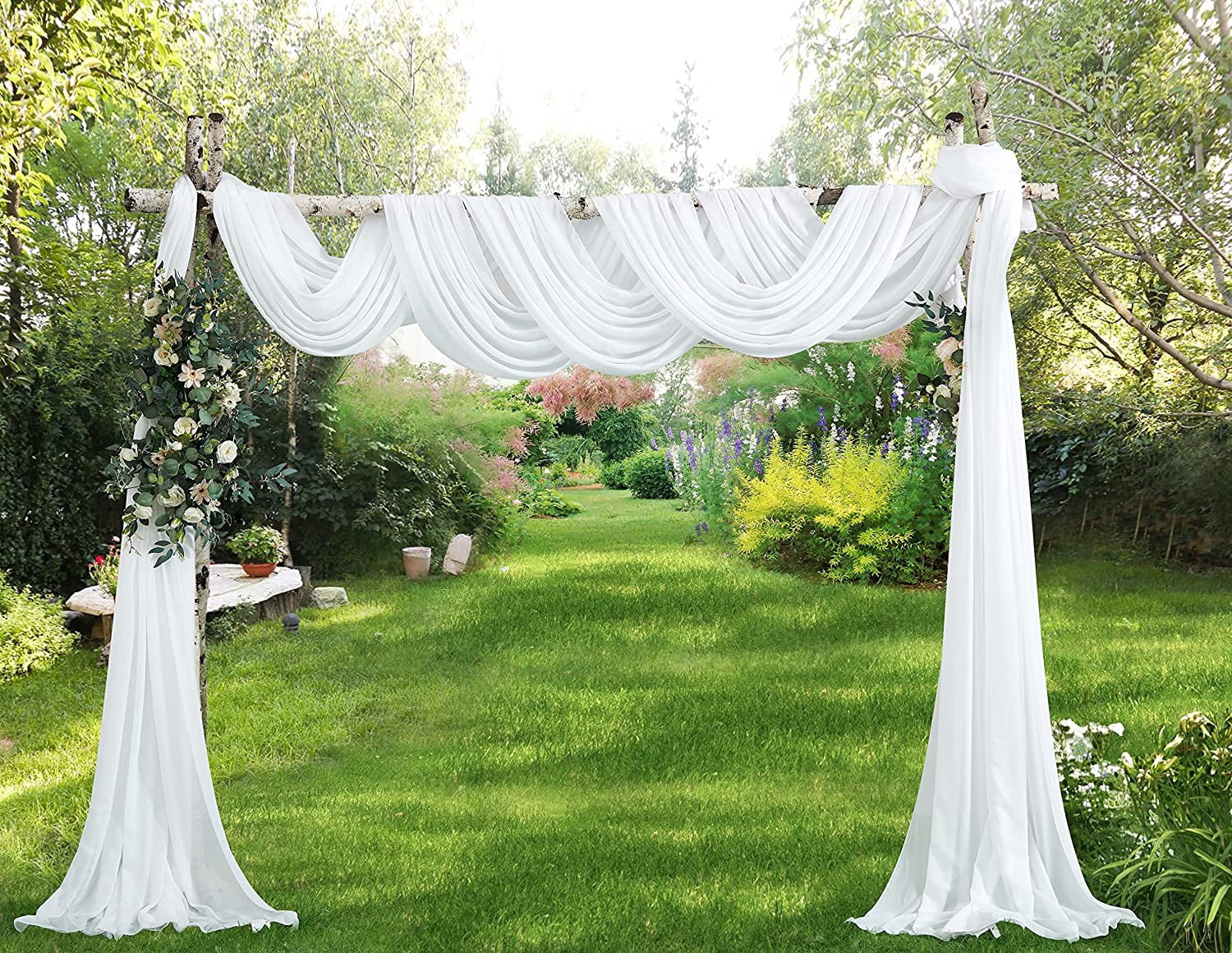 WARM HOME DESIGNS 10 Yards White Chiffon Fabric for Kitchen or Wedding Arch Decorations. CF 360 WHITE